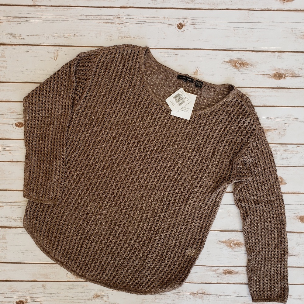 NWT- JEANNE PIERRE Metallic Bronze Knit Sweater